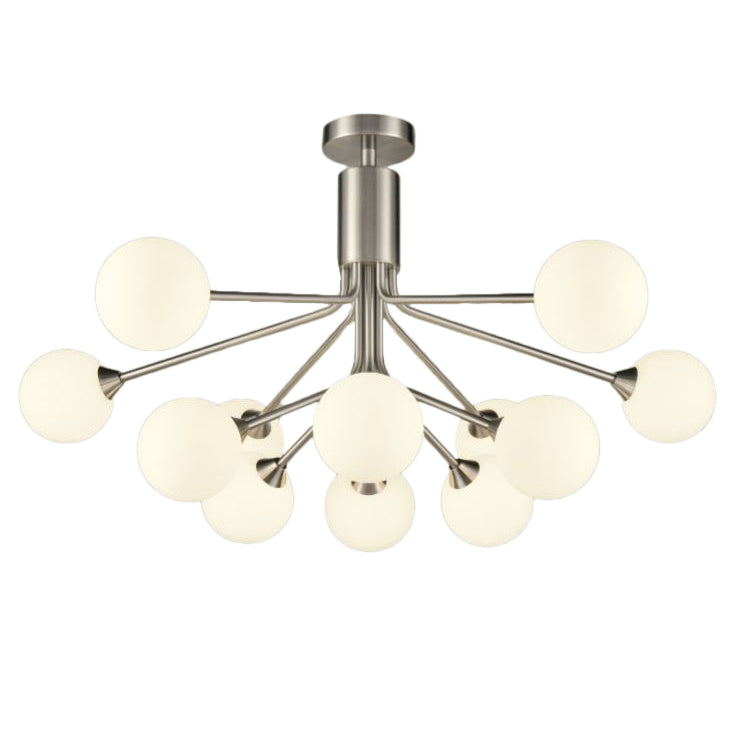 Opaque Globe 12 Ball Light - Satin Nickel