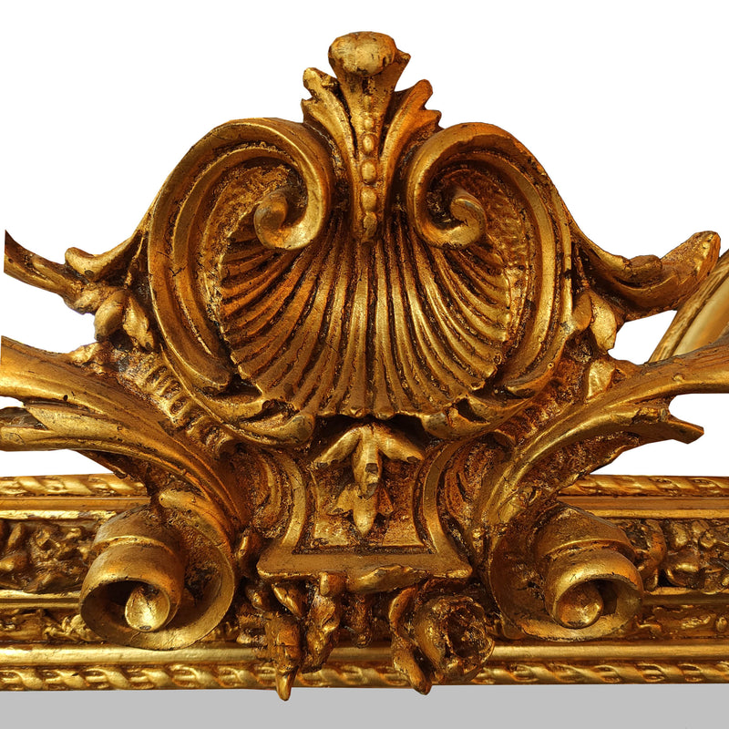 Large Ornate Giltwood Cherub Mirror