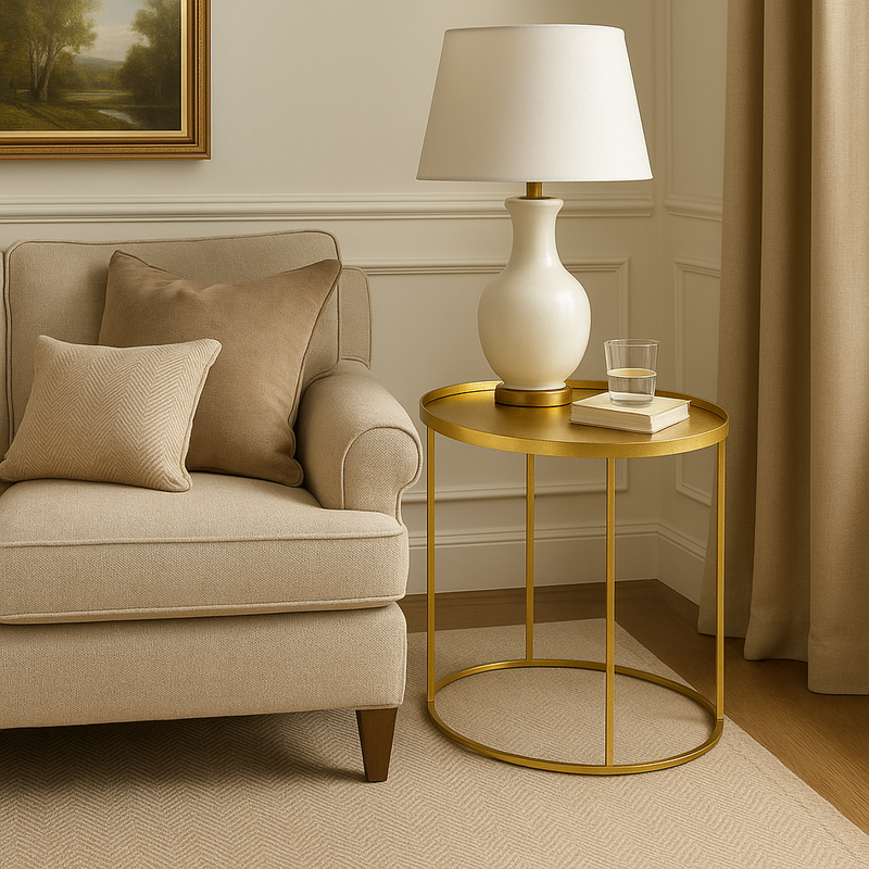 Elegant Gilt Oval Side Table - Modern Luxury Accent