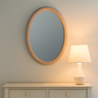Pale Wood Oval Mirror