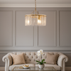 Textured Glass Pendant Light: Elegant 3-Light Gilt Design