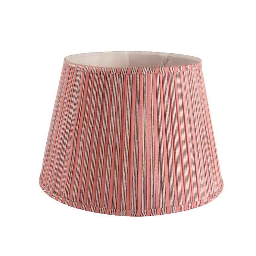 Pink Cotton Striped Lamp shade.This lampshade is perfectly suited for most small to medium lamp bases, making it a versatile choice for living rooms or bedrooms. 
