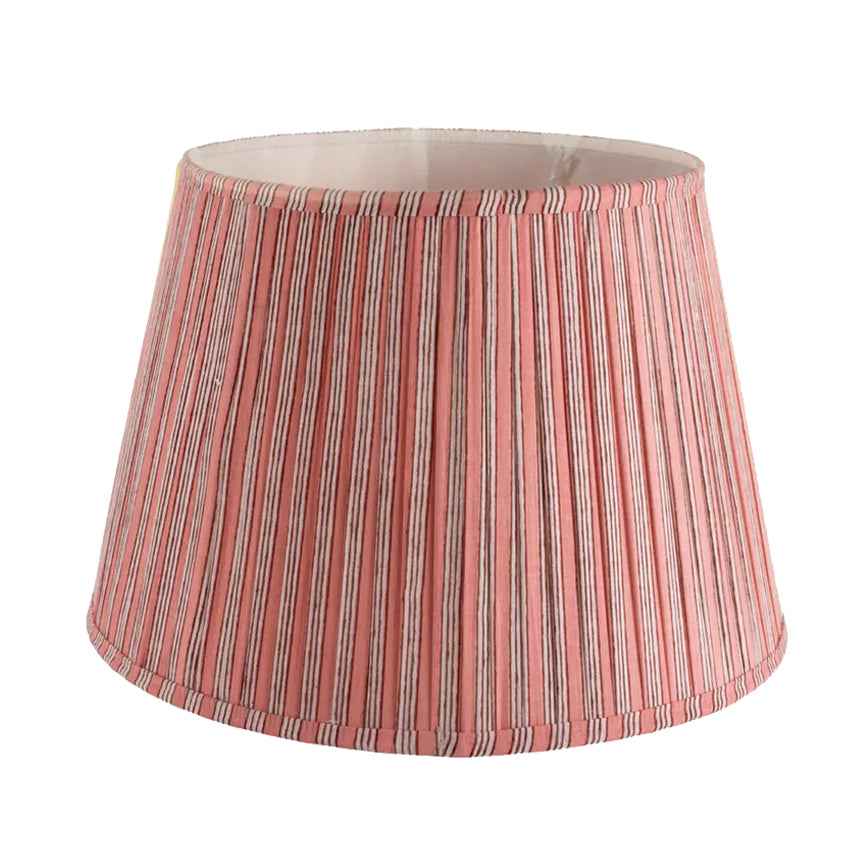 Pink Cotton Striped Lamp shade.This lampshade is perfectly suited for most small to medium lamp bases, making it a versatile choice for living rooms or bedrooms. 