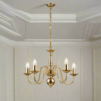 Polished Brass Chandelier - 5 Branch