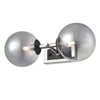 Polished Nickel & Matt Black Dual Wall Light With Smoked Glass IP 44 - 30 cm