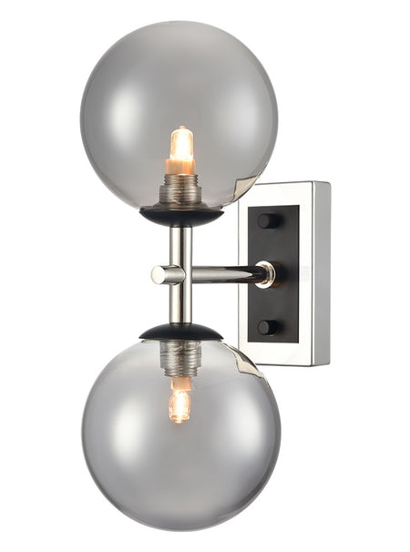Wall Light With USB Port - Matt Black With Inner White- 43cm