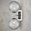 Polished Nickel & Matt Black Dual Wall Light With Smoked Ribbed Glass  IP 44 - 30 cm