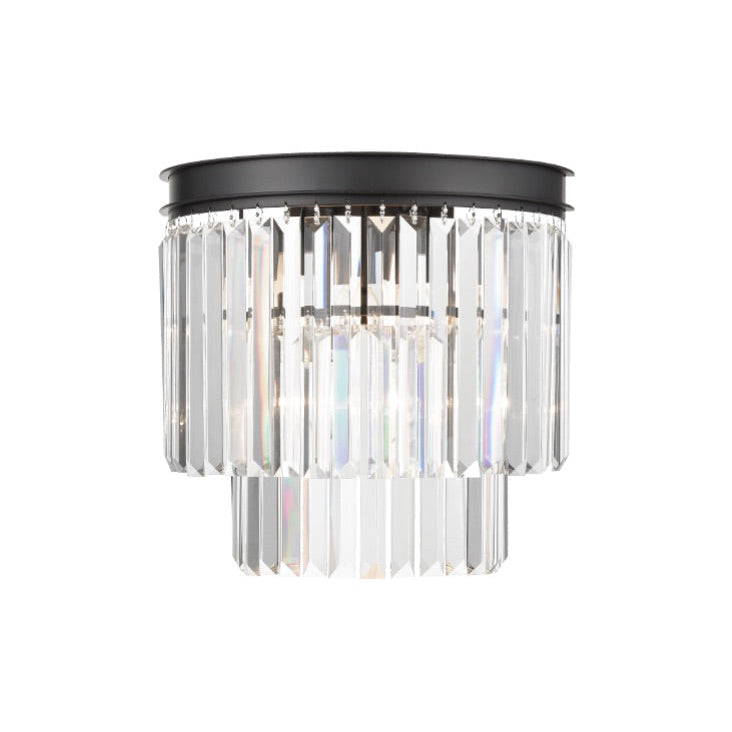 Black Frame Crystal Wall Light - Prism - 35cm