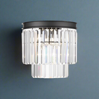 Black Frame Crystal Wall Light - Prism - 35cm