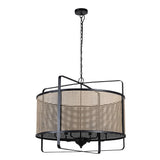Rattan industrial effect light with black casing