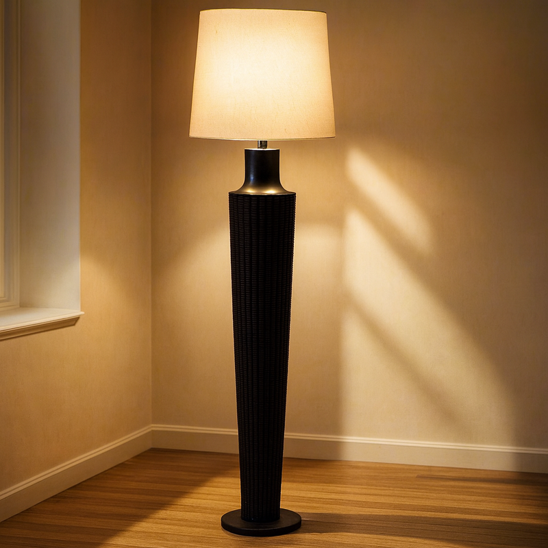 Bring natural elegance into your home with this rattan floor lamp with white shade, a perfect fusion of organic texture and modern design. The tall woven rattan base adds warmth and character, while the clean white shade provides a soft, diffused glow that brightens any space.

Ideal for living rooms, bedrooms, or cozy reading corners, this boho floor lamp enhances your décor with its earthy charm and versatile style. Its neutral palette makes it easy to pair with modern, coastal, farmhouse, or Scandinavian