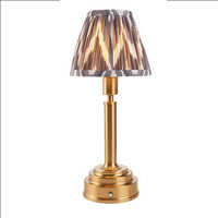 Brushed Gold Rechargeable Touch Lamp With Chevron Pleated Shade - Mix & Match