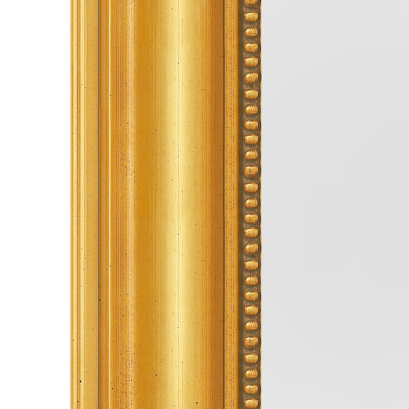 Add a touch of sophistication to your interior with this beautifully crafted rectangular gold beaded mirror. It features a classic antique gold finish and delicate beaded detailing along the inner edge, this mirror brings both style and function to your home. The beveling on the glass will give the impression of space.The clean, rectangular shape complements both traditional and contemporary interiors, making it a versatile décor piece. Perfect in halls to brighten the space, in a living room as an overmant
