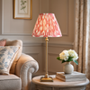 Tall Brass Lamp Base with Pink Ikat Shade