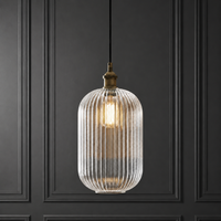 Tall Ribbed Glass Pendant