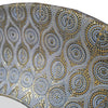 Round wall mirror with patterned moroccan design antique gold frame. Textured metallic finish adds warmth and depth to living rooms, bedrooms, or hallways.