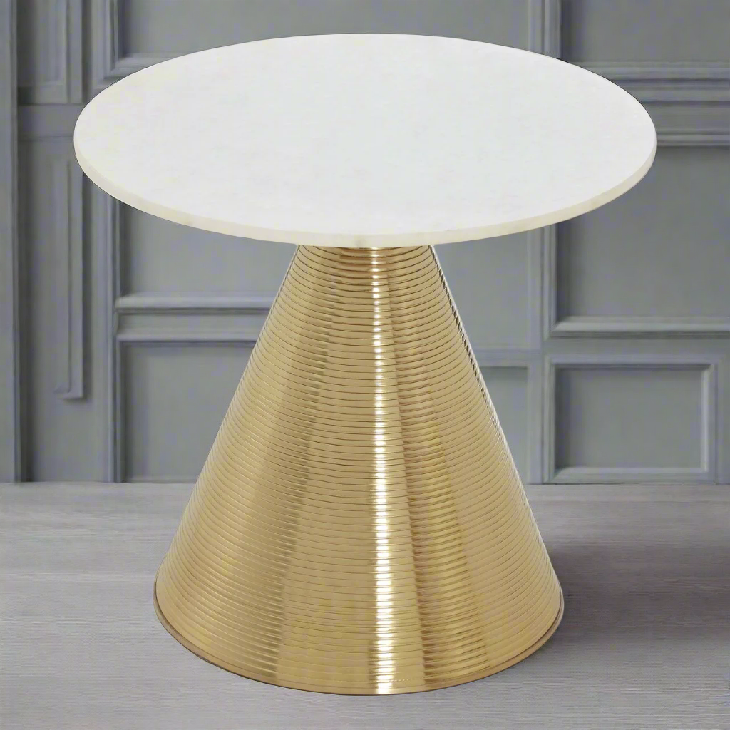 Gilt and White Metal Martini Table 50 cm