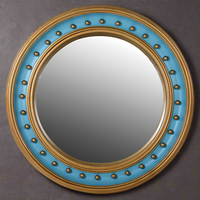 Convex Mirror Blue Gilt Beaded Frame 96cm