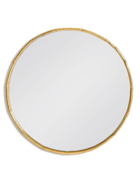 Decorative gilt, metal 'bamboo' framed circular mirror.