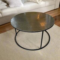 Round Bronze Metal Coffee Table - Medium