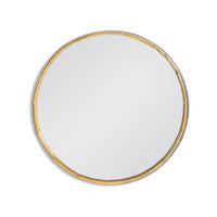 Decorative gilt, metal 'bamboo' framed circular mirror.&nbsp; The extra bamboo effect on the frame of this mirror is unusual and adds to the decorative value. In a hallway, focal point in a living area, this reflective mirror will look great in any space.