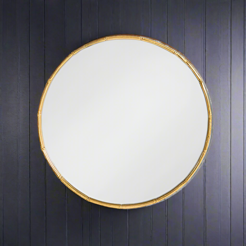Circular Gilt Metal Bamboo Mirror 80 cm