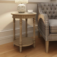 Limewashed Round Side Table