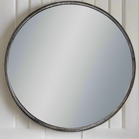 Round Mirror Deep Frame Nickel 80 cm