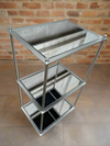 3 Tier Silver Metal & Glass Table W: 41 cm