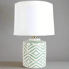 Sage Green Ceramic Lamp with White Shade H50 W30cm