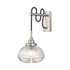 Satin Nickel & Ribbed Glass Wall Light