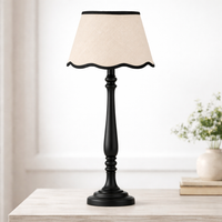Cream Tapered Lamp Shade with Black Scalloped Rim