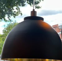Large Black Metal Pendant With Gold Inner