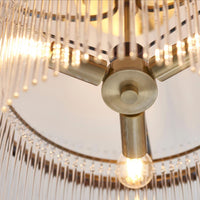 Semi Flush Glass Rods & Antique Brass Ceiling Light