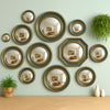 Set of 12 Assorted Green & Gold Framed Convex Mirrors