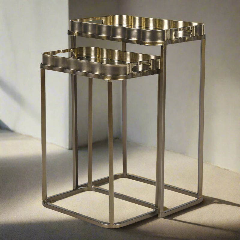 Set of Two Decorated Tray Tables