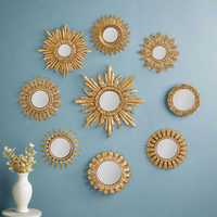 Set of 12 Assorted Sun Gold Framed Convex Mirrors