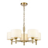 Brushed Gold 5 Shade Chandelier W: 60 cm (Flush or Chain Light )