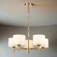 Brushed Gold 5 Shade Chandelier W: 60 cm (Flush or Chain Light )