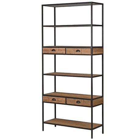 Tall Slim Shelving with Drawers 221 cm