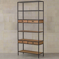 Tall Slim Shelving with Drawers 221 cm