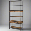 Tall Slim Shelving with Drawers 221 cm