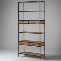 Tall Slim Shelving with Drawers 221 cm