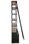 Upgrade your home or office with this industrial bookcase with ladder, &nbsp;a statement piece that combines function and style. Built with a sturdy black metal frame and rustic wood shelves, this metal and wooden shelving unit offers the perfect balance of durability and modern design.

The sliding ladder makes reaching the higher shelves effortless, while the four drawers and two open cubbie holes&nbsp;at the base provide versatile storage for books, décor, or everyday essentials. Whether used as a rustic