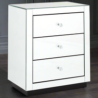 Three Draw Mirrored Bedside Table H70cm