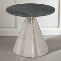 Grey Marble Nickel Metal Martini Table 56 cm