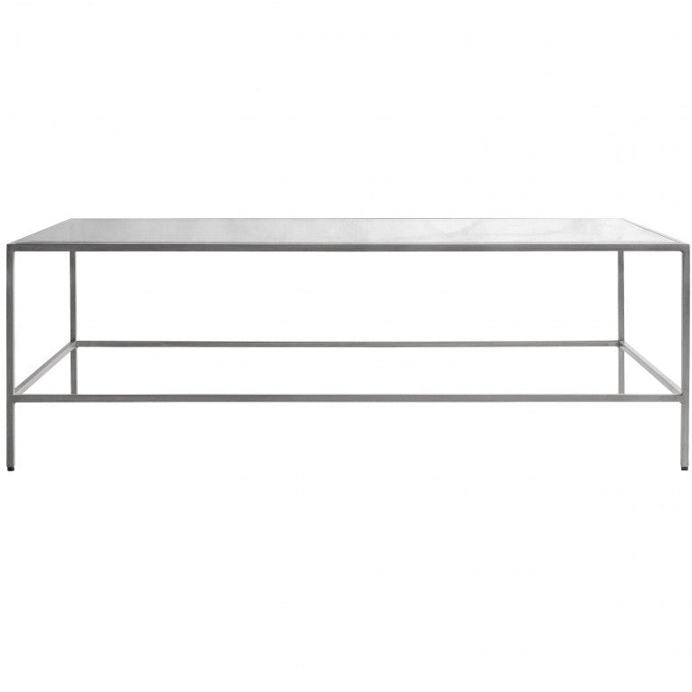 Glass Topped Nickel Base Coffee Table 120 cm