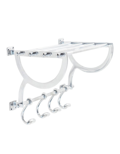 Silver Luggage Rack With Coat Hooks