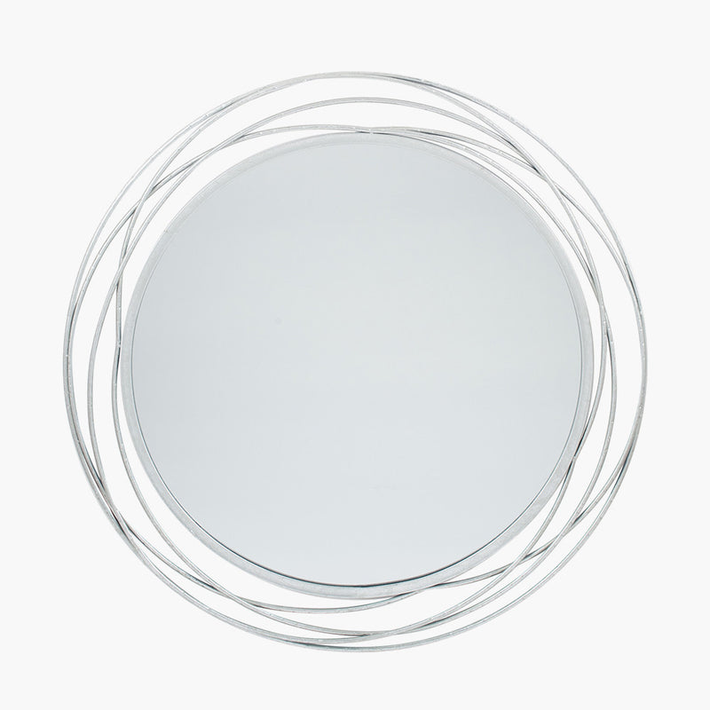 Round Mirror Silver Swirl 90 cm