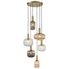 Stunning ribbed glass cluster pendant in subtle coloured shades.&nbsp; A really unusual and totally adjustable cluster light with 6 individual globes.


This a mix and match light fitting where you can choose which colours and shapes of shade to have.&nbsp; Select six the same or have some fun and go for a mix.&nbsp;

H: 130 cm (Min) - 340 cm (Max) W: 66 cm